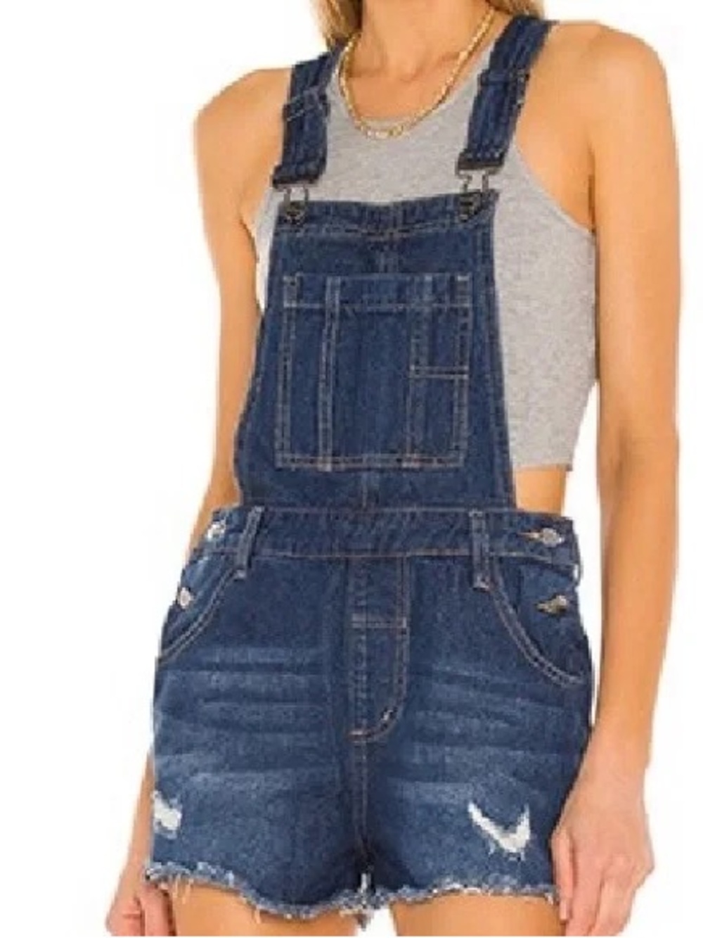 superdown Missy Denim Short Overalls Dark Wash Size 27
